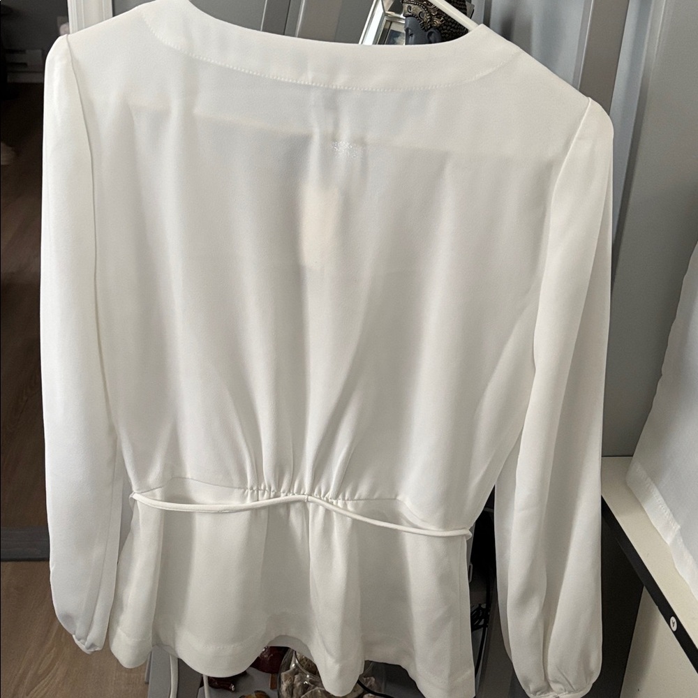 J. Crew Classic White Wrap Blouse - Picture 2 of 5
